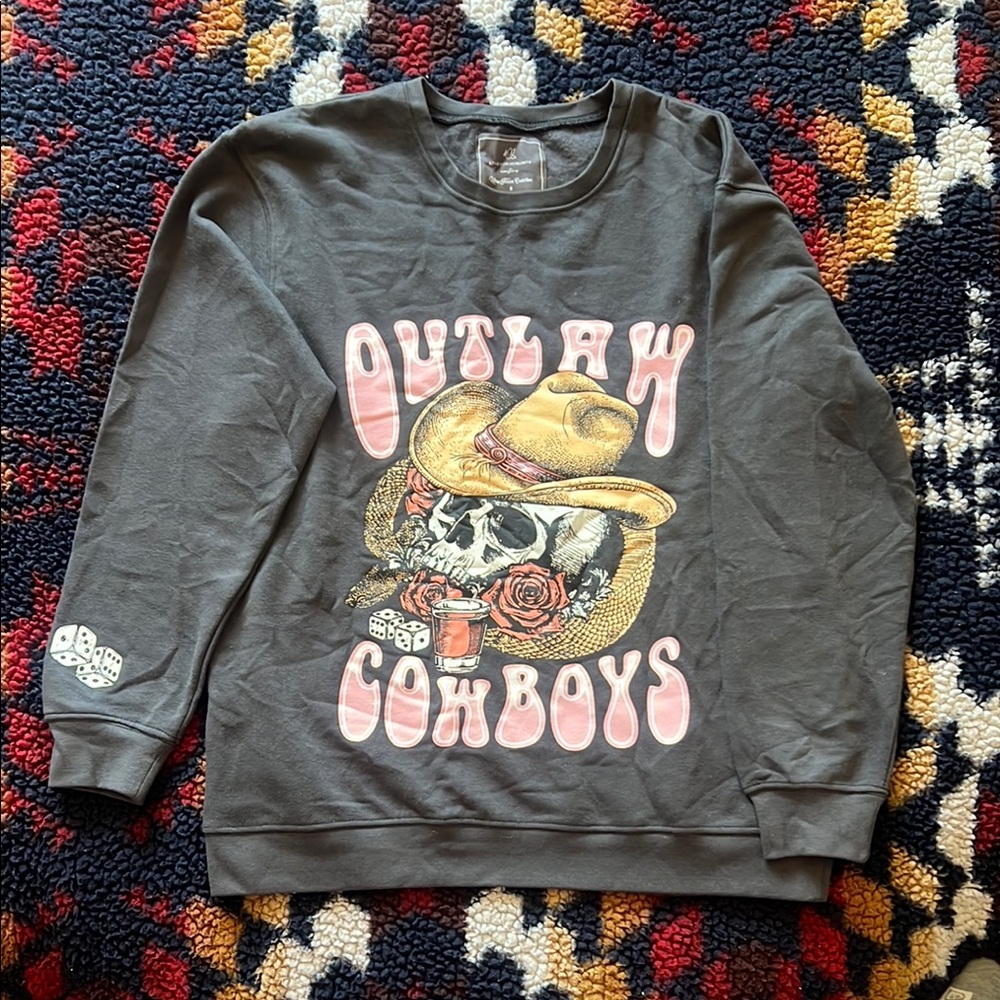 Woman’s Outlaw Cowboys Gray Sweater